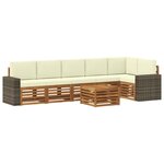 vidaXL Ensemble de canapés d'extérieur 7 pc Naturel et Crème Polyester