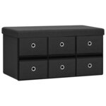 vidaXL Banc de rangement pliable Noir 76x38x38 cm Faux lin