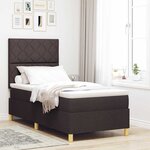 vidaXL Lit à ressorts avec tête de lit Marron foncé 100 x 200 cm tissu