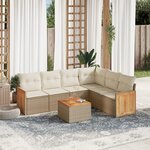 vidaXL Salon de jardin avec coussins 7 Pièces beige résine tressée