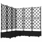 vidaXL Bac à fleurs avec Treillis 5 Pièces Noir 120 x 120 x 125.5 cm PP