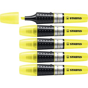 Surligneur luminator niveau visible pointe biseautée jaune x 5 stabilo