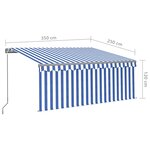 vidaXL Auvent rétractable manuel avec store 3 5x2 5 m Bleu et blanc