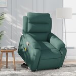 vidaXL Fauteuil inclinable de massage Vert foncé Tissu