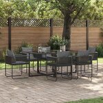 vidaXL Ensemble de salle à manger pour jardin 7 Pièces Noir Acier