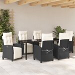 vidaXL Ensemble de jardin 7 pièces en rattan PE noir