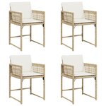 vidaXL Chaises de jardin avec coussins lot de 4 beige résine tressée
