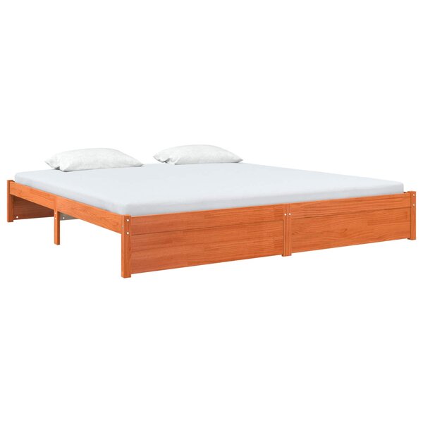 vidaXL Cadre de lit Cire marron 200 x 200 cm Bois de Pin Massif