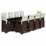 vidaXL Ensemble de bistro de jardin 11 Pièces coussins marron poly rotin