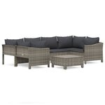 vidaXL Salon de jardin 7 Pièces avec coussins Gris Résine tressée