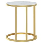 vidaXL Table d'appoint Doré et marbre blanc 45 cm Verre trempé
