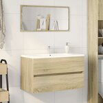 vidaXL Meuble de salle de bain avec miroir chêne sonoma 80x38 5x45 cm