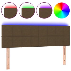 vidaXL Tête de lit à LED Marron Foncé 144x5x78/88 cm Tissu