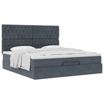 vidaXL Cadre de lit ottoman avec matelas gris foncé 200x200 cm velours