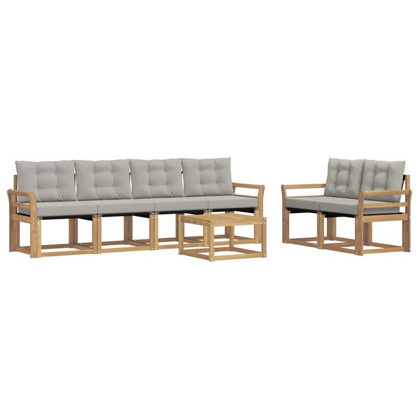 vidaXL Ensemble de canapés d'extérieur 7 Pièces Blanc et gris clair