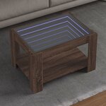 vidaXL Table basse avec LED chêne marron 73x53x45 cm bois d'ingénierie