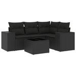 vidaXL Salon de jardin 5 Pièces avec coussins noir résine tressée