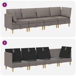 vidaXL Canapé modulaire avec rangement 4 Pièces Taupe Tissu