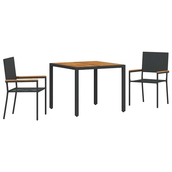 vidaXL Ensemble de salle à manger pour jardin 3 Pièces Noir et Marron