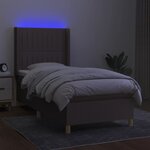 vidaXL Sommier à lattes de lit matelas et LED Taupe 90x190 cm Tissu