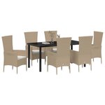 vidaXL Ensemble de salle à manger pour jardin 7 Pièces Beige polyrotin