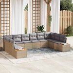 vidaXL Ensemble de canapé de jardin 10 Pièces Beige Poly rotin