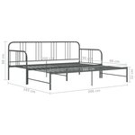 vidaXL Cadre de canapé-lit extensible Gris Métal 90x200 cm
