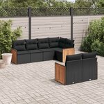 vidaXL Salon de jardin 7 Pièces avec coussins noir résine tressée