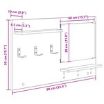vidaXL Porte-manteau mural Blanc 90 x 10 x 50 cm Bois d'ingénierie