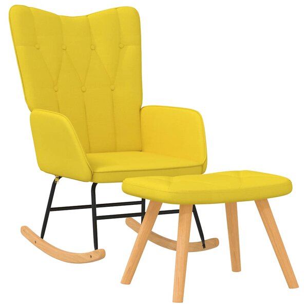 vidaXL Chaise à bascule avec tabouret Jaune moutarde Tissu