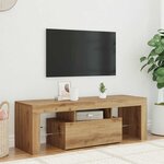 vidaXL Meuble TV avec lumières LED chêne artisanal bois d'ingénierie