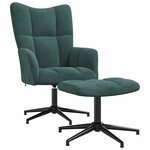 vidaXL Chaise de relaxation avec tabouret Vert foncé Velours