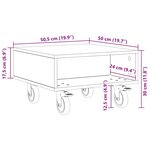 vidaXL Table d'appoint avec roues Gris béton 50 5 x 50 x 30 cm