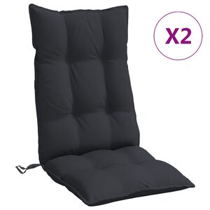 vidaXL Coussins de chaise à dossier haut lot de 2 noir tissu oxford