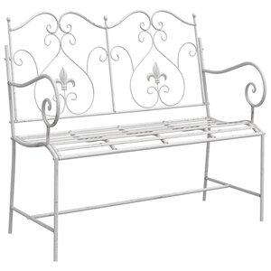 vidaXL Banc Blanc Métal 104 x 54 x 93 cm Durable Banc d'extérieur