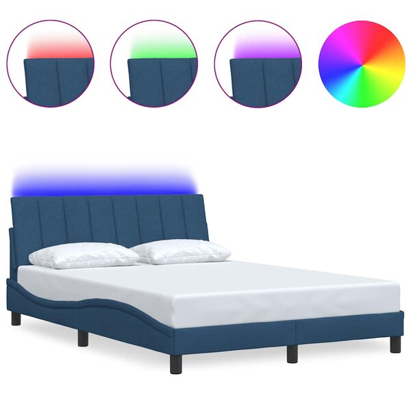vidaXL Cadre de lit sans matelas bleu 140x200 cm tissu