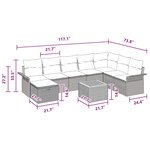 vidaXL Ensemble de canapé de jardin avec coussin 9 Pièces Gris Poly rotin