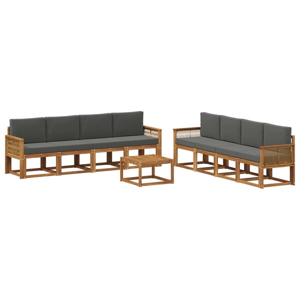 vidaXL Ensemble de canapés d'extérieur 9 pc Naturel et Anthracite