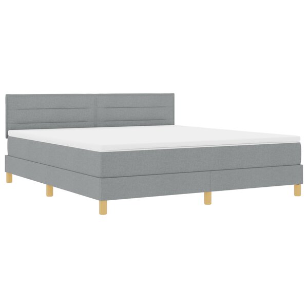 vidaXL Lit Box Spring avec Matelas & LED Gris Clair 180x200 cm Tissu