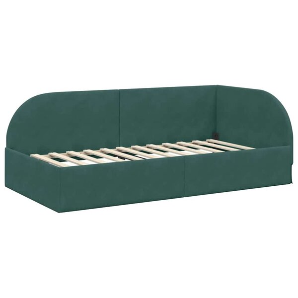 vidaXL Cadre de lit d'angle Vert foncé 90 x 190 cm Velours