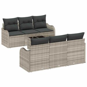 vidaXL Ensemble de canapé de jardin 7 Pièces Gris clair et gris foncé
