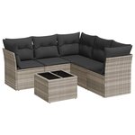 vidaXL Salon de jardin 6 Pièces avec coussins gris clair résine tressée