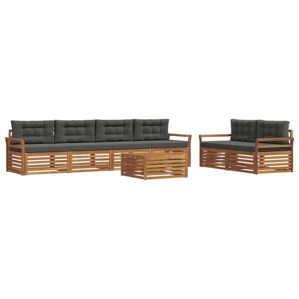 vidaXL Ensemble de canapés d'extérieur 7 Pièces Naturel et Anthracite