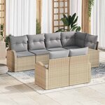 vidaXL Ensemble de canapé de jardin 7 Pièces Beige Poly rotin