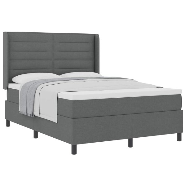 vidaXL Lit à ressorts avec matelas Gris foncé 200 x 160 cm tissu