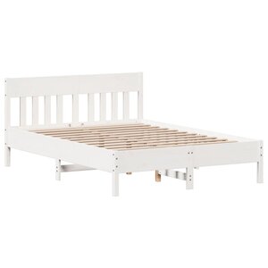 vidaXL Cadre de lit sans matelas blanc 135x190 cm bois de pin massif