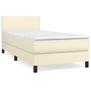 vidaXL Sommier à lattes de lit avec matelas Crème 90x200 cm Similicuir