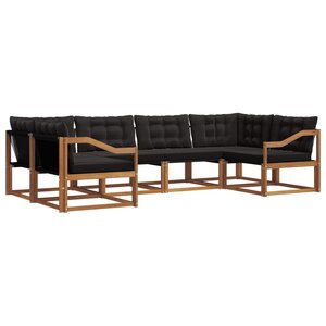 vidaXL Ensemble de canapés d'extérieur 6 pc Naturel et Noir