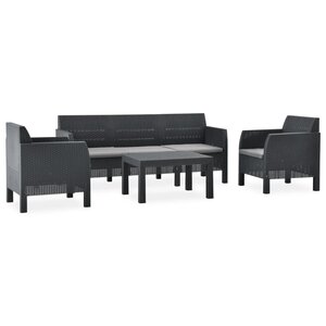 Salon de jardin meuble d'extérieur ensemble de mobilier 4 pièces avec coussins pp rotin anthracite 02_0016173