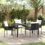 vidaXL Set de salle à manger de jardin 5 pièces avec coussins Marron Poly Rattan